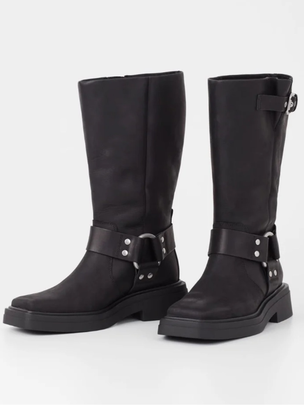 Vagabond Black Leather Combat Moto Boots